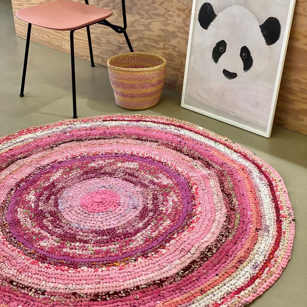 Teppich Sari rund Pinguin-pink